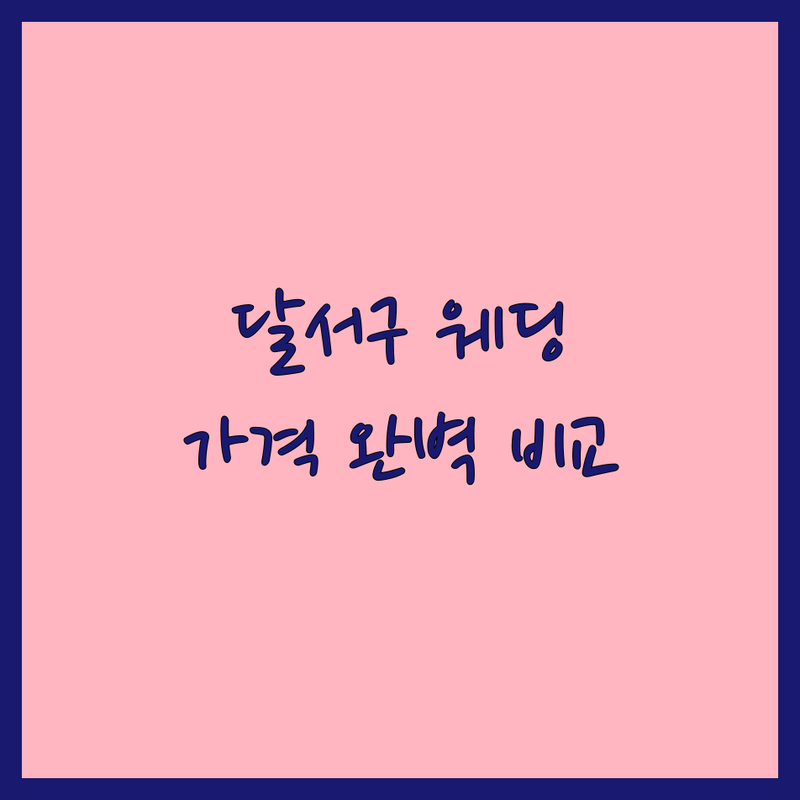 대구 달서구 웨딩포토 한눈에 비교 | 가격부터 서비스까지 완벽 분석